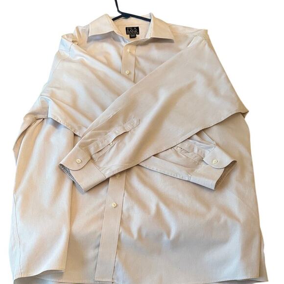 Joseph A. Bank Cream Long Sleeve Button-Up Shirt 17.5-34 - Picture 8 of 9